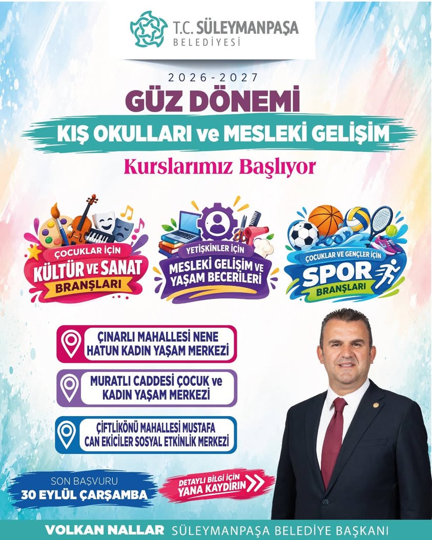 Süleymanpaşa Kış Okulları’na Başvurular Başladı