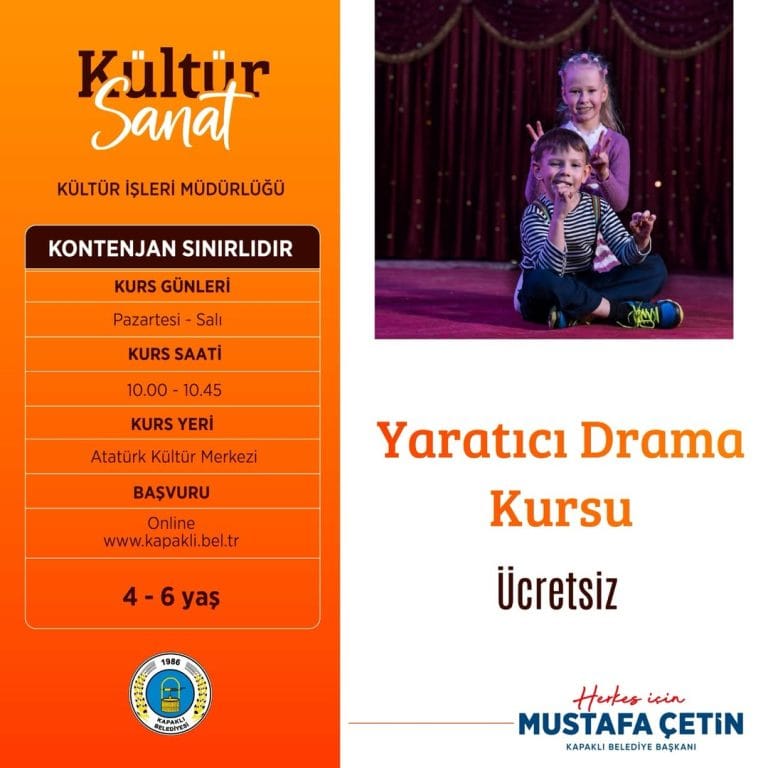 Kapaklı’da Yaratıcı Drama Kursu Başvuruları Başladı