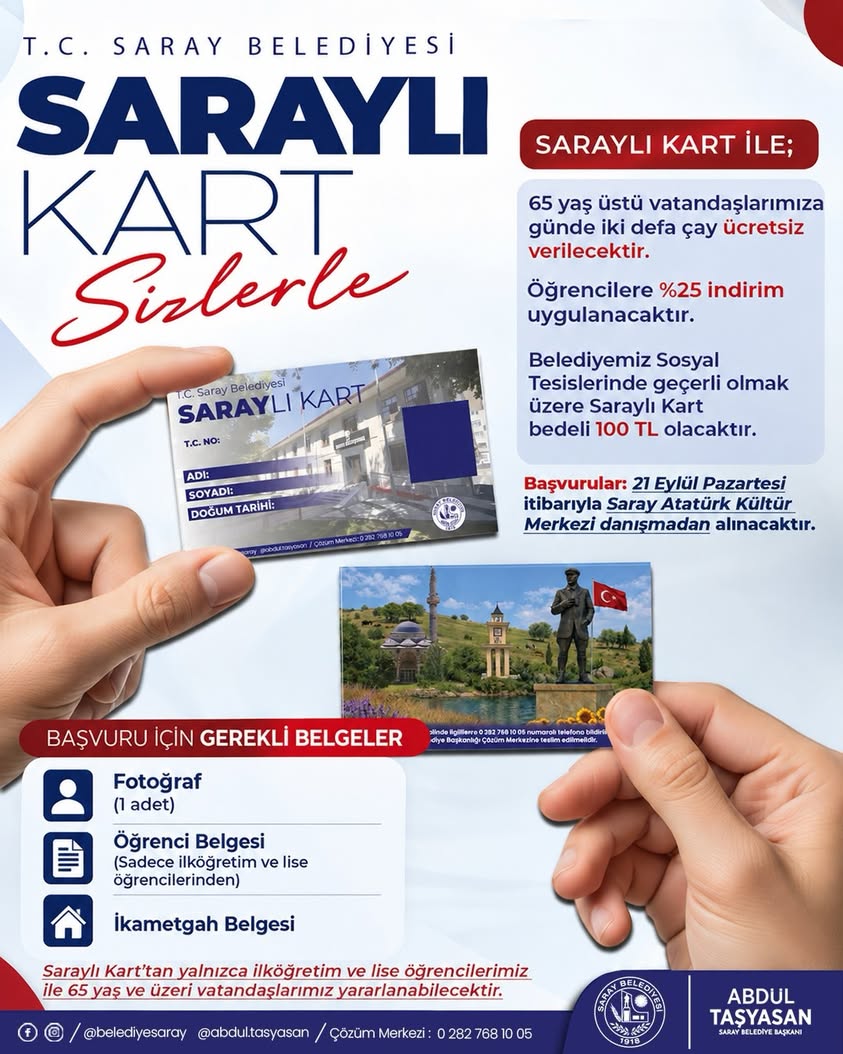Saraylı Kart ile Sosyal Tesislerde Büyük Avantaj