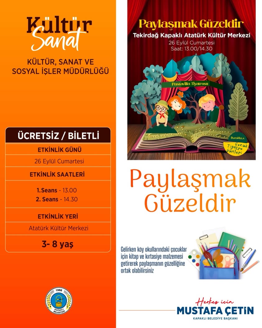 Kapaklı’da Çocuk Tiyatrosu: Paylaşmak Güzeldir