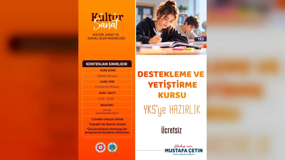 Kapaklı’da YKS’ye Ücretsiz Kurs Fırsatı!
