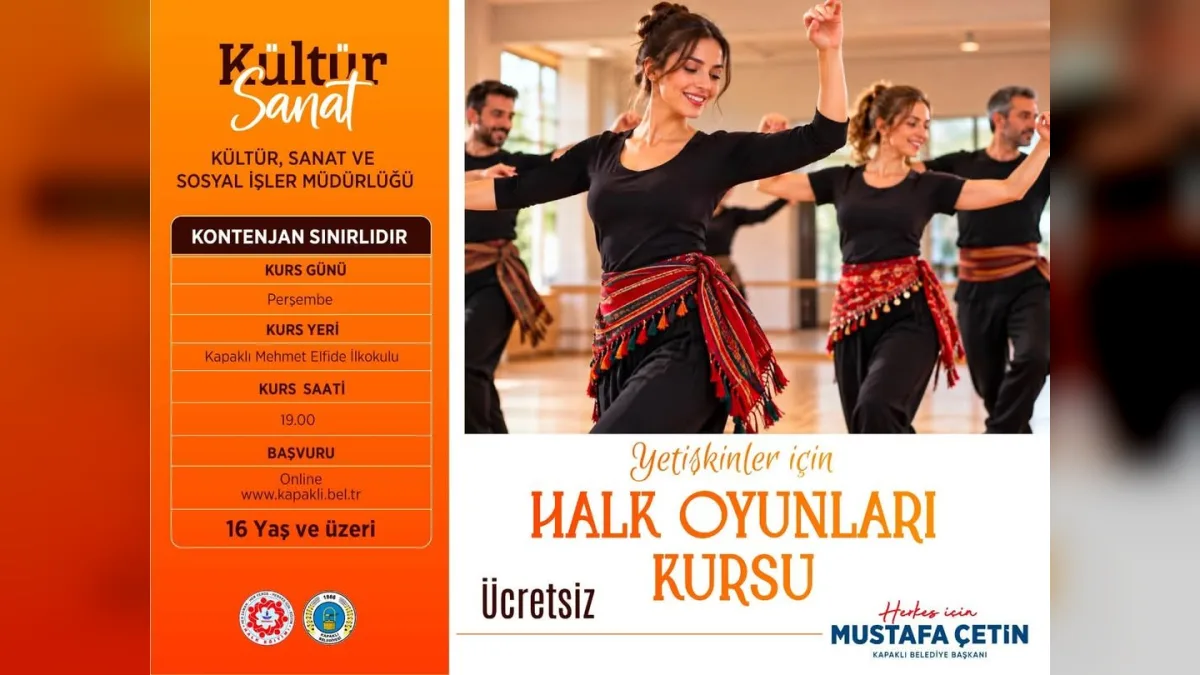 Kapaklı Belediyesi halk oyunları kursunda geleneksel kıyafetlerle dans eden çocuklar ve yetişkinler