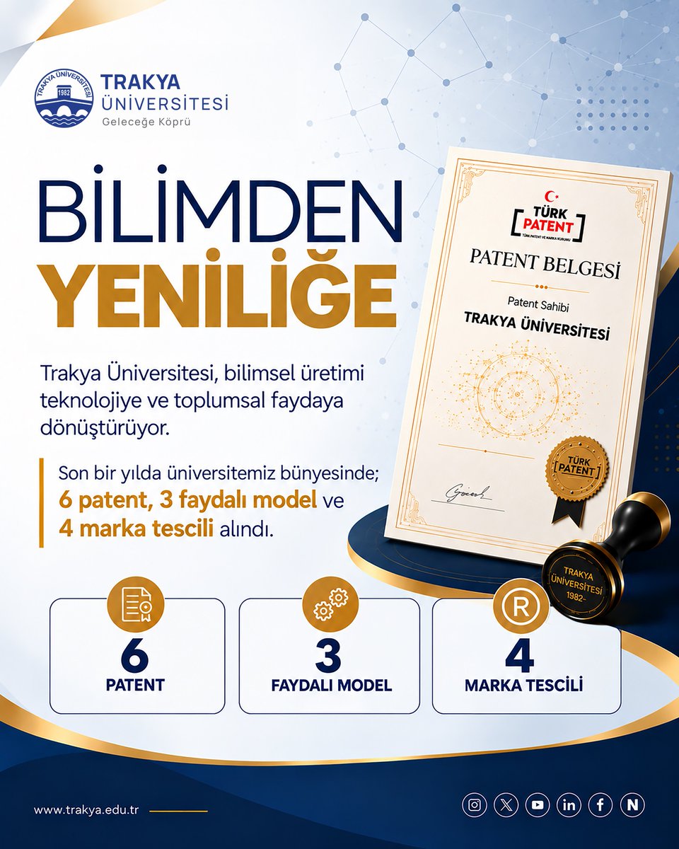 Trakya Üniversitesi’nden 6 Patent Başarısı
