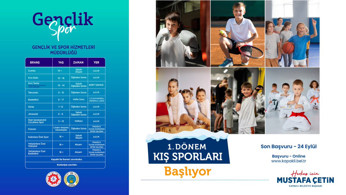 Kış Spor Kursları Başlıyor: Spor Kenti Kapaklı’da Hareket Zamanı