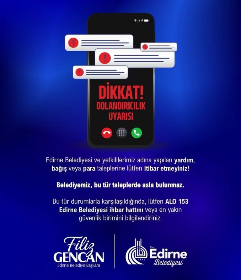 Edirne Belediyesi’nden Sahte Bağış Uyarısı!