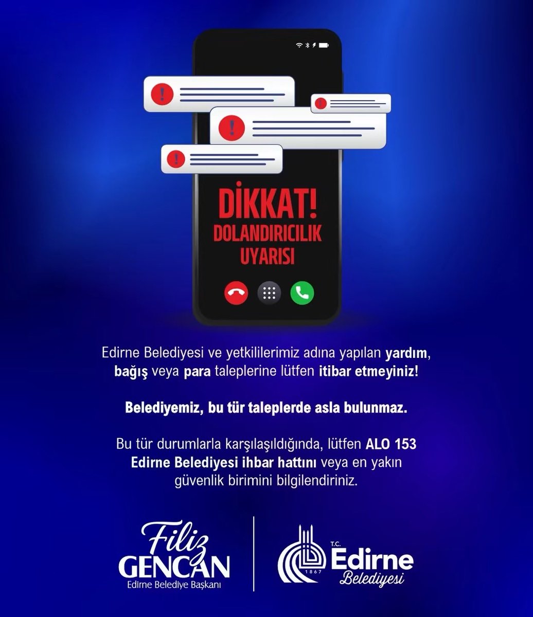 Edirne Belediyesi’nden Sahte Bağış Uyarısı!