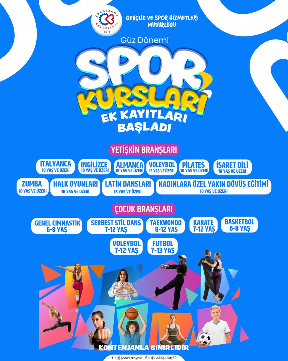 Çerkezköy’de Güz Spor Kurslarına Ek Kayıt Fırsatı