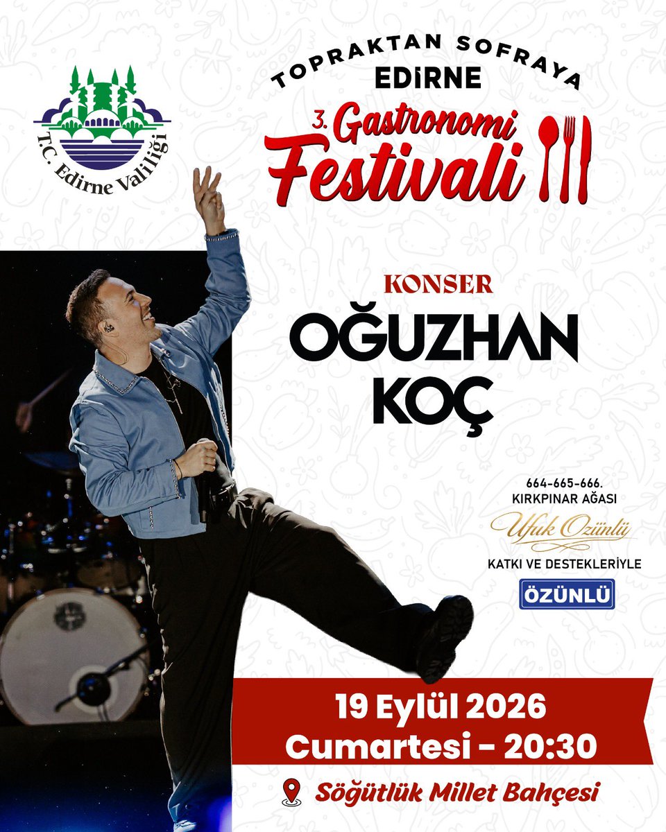 Edirne’de Oğuzhan Koç Rüzgarı: Gastronomi ve Müzik Buluşuyor