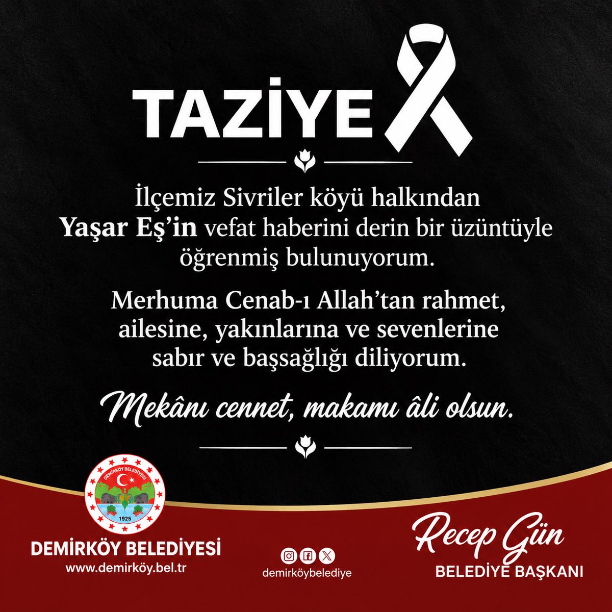 Demirköy’de Acı Kayıp: Yaşar Eş Vefat Etti