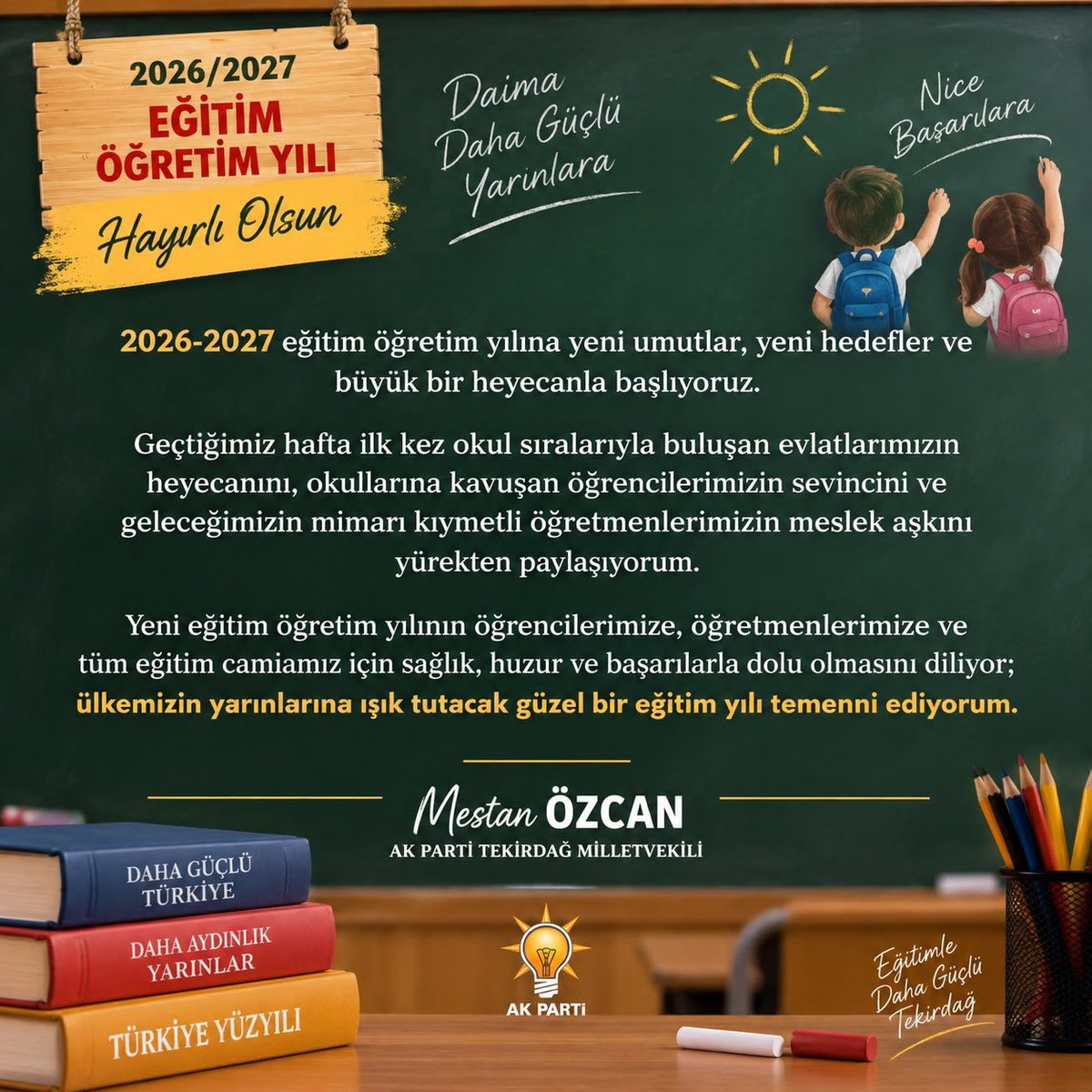 Tekirdağ’da Eğitim Yılı Başladı: Mestan Özcan’dan Mesaj