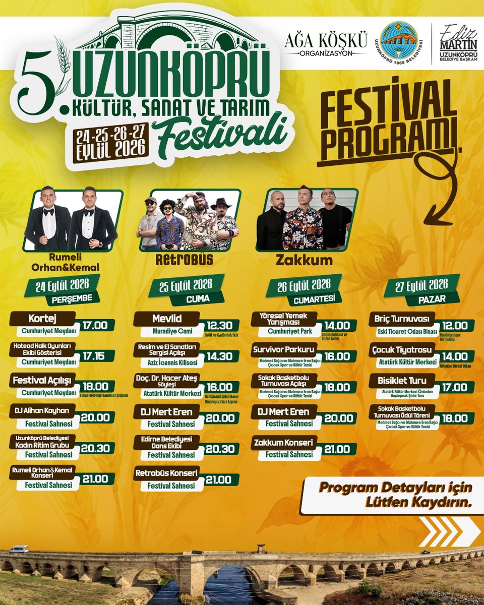 Uzunköprü Festivali 24 Eylül’de Başlıyor