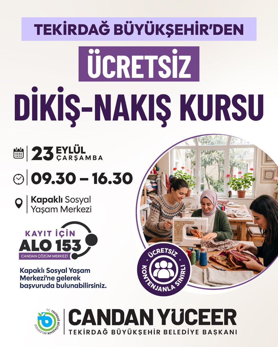 Kapaklı’da Dikiş-Nakış Kursu Başlıyor