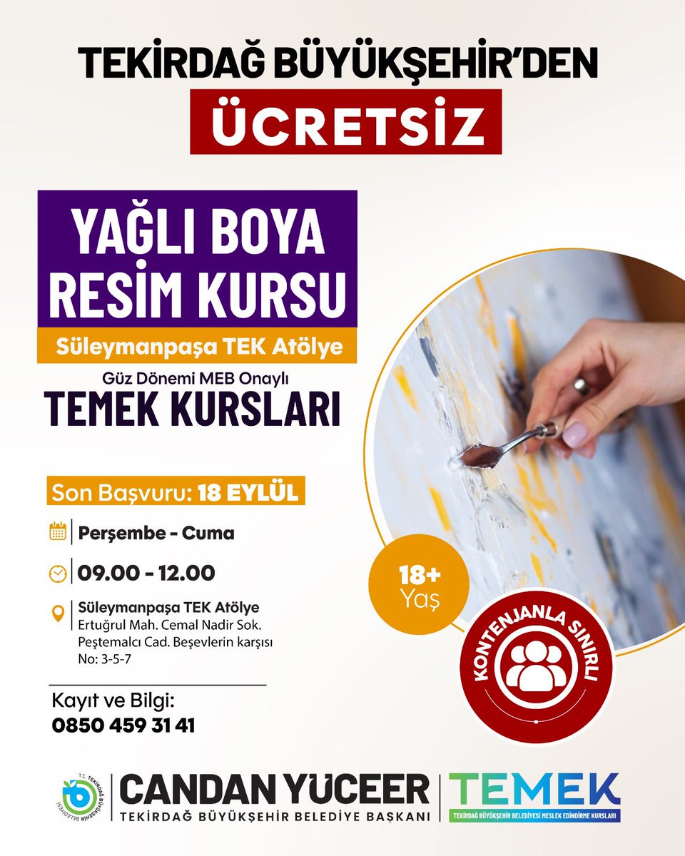 Ücretsiz Yağlı Boya Kursu Başvuruları Başladı