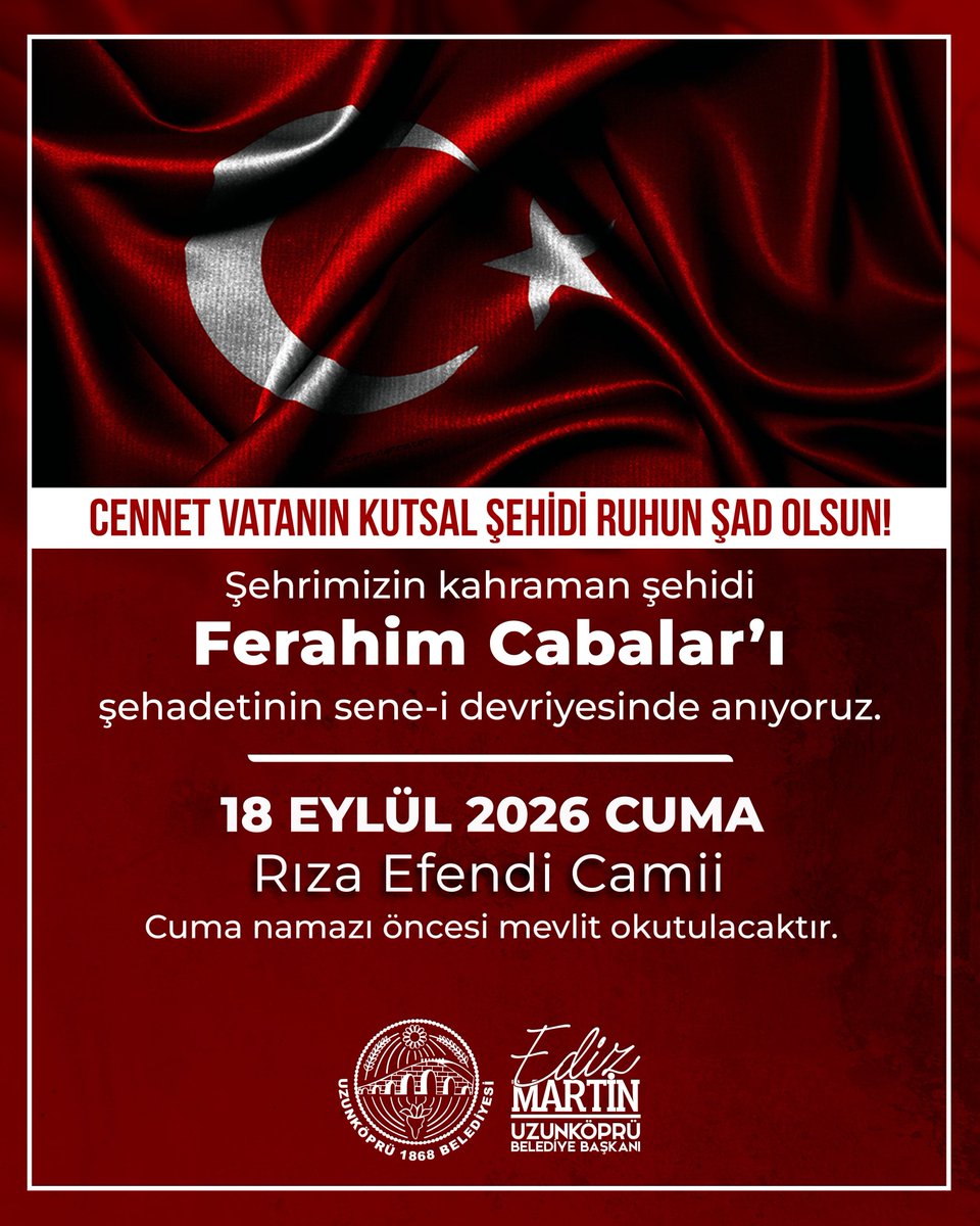 Uzunköprü’de Şehit Ferahim Cabalar İçin Mevlit