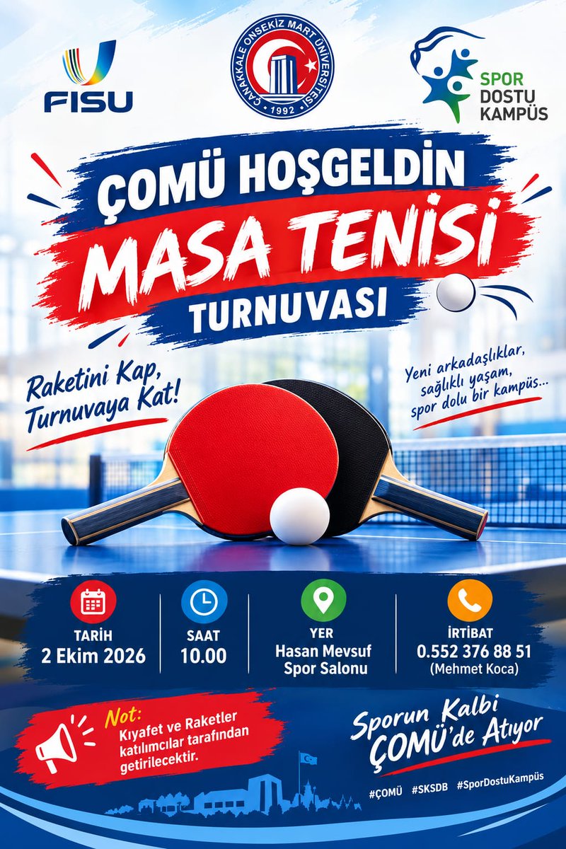 ÇOMÜ’de Masa Tenisi Turnuvası Heyecanı Başladı