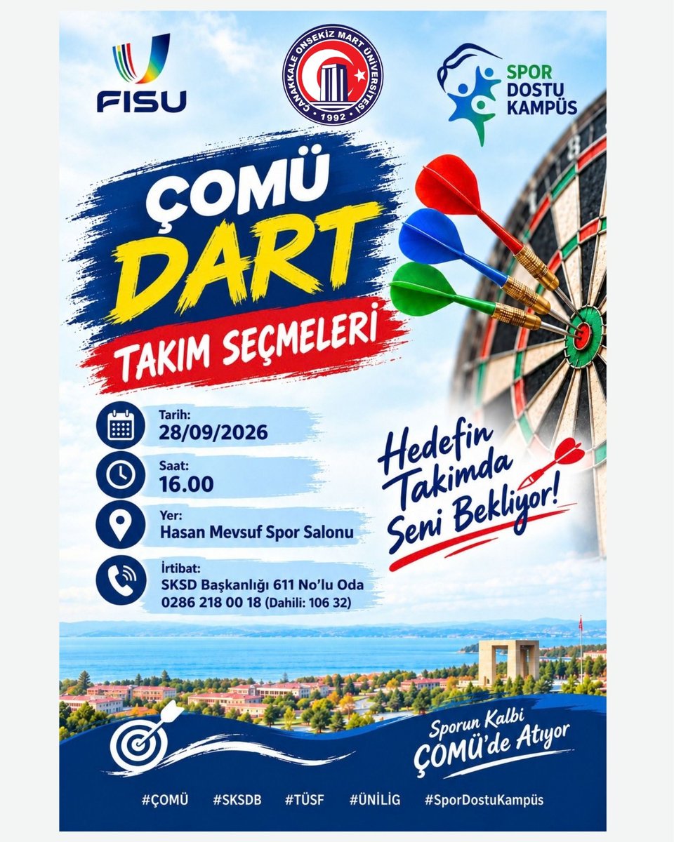 ÇOMÜ Dart Takım Seçmeleri 28 Eylül’de