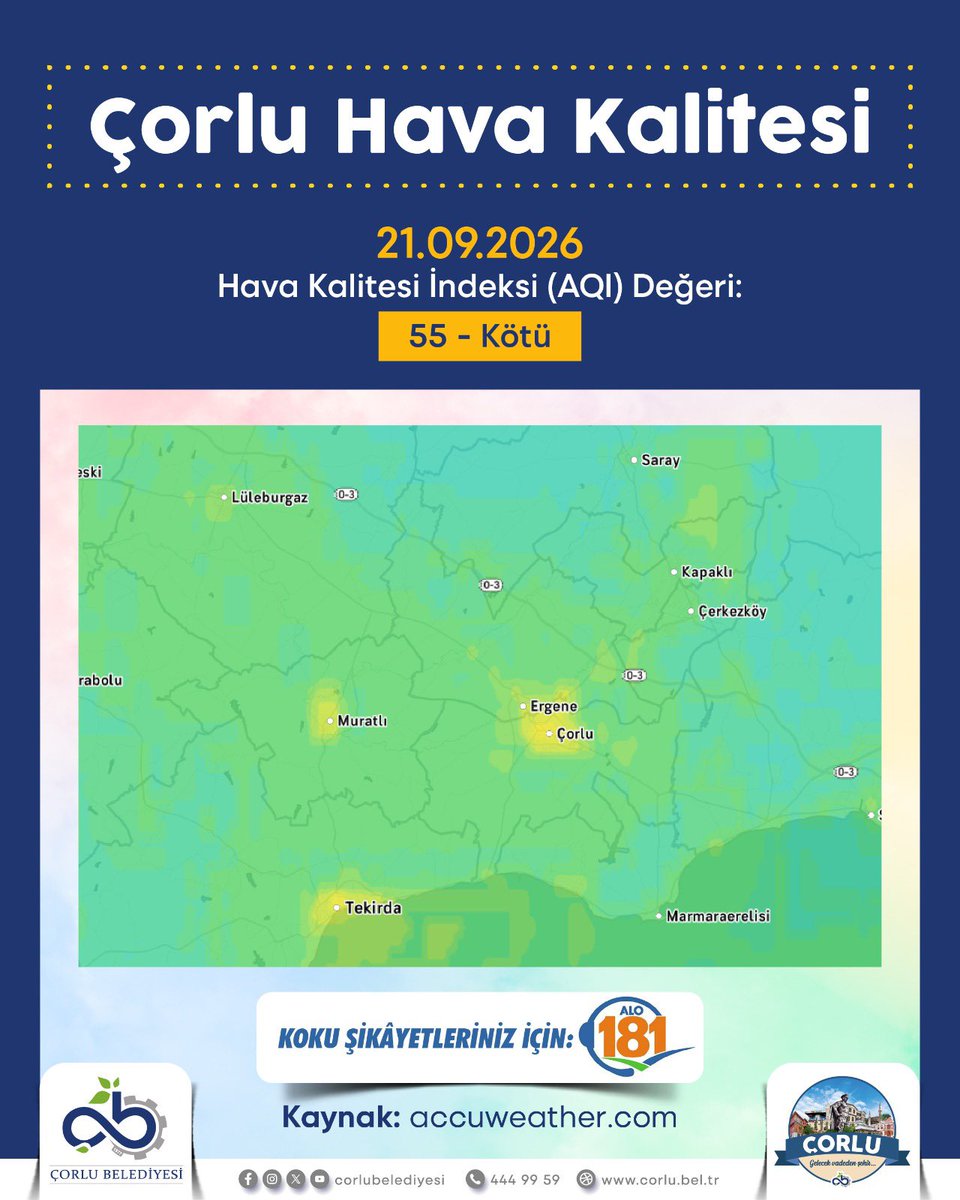 Çorlu’da Hava Kalitesi 55: Kötü Koku Alarmı!