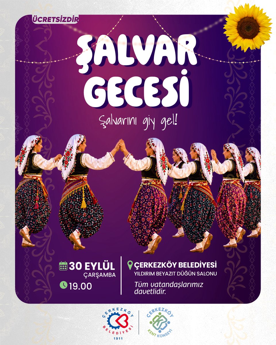 Çerkezköy’de Şalvar Gecesi Coşkusu Başlıyor