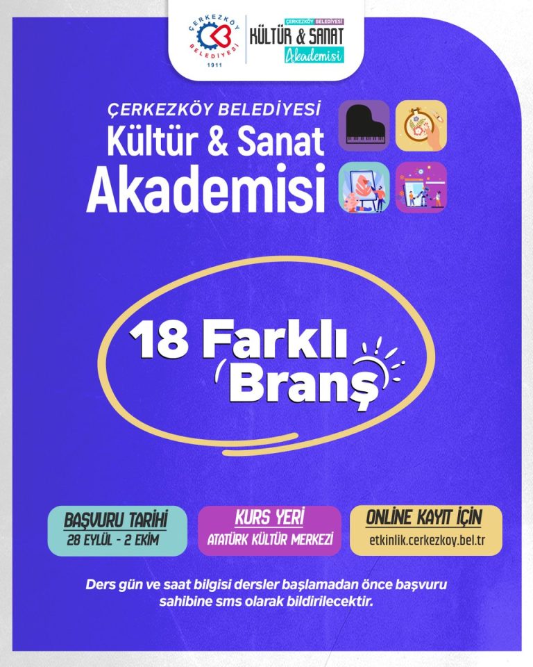 Çerkezköy’de 18 Branşta Ücretsiz Sanat Kursu