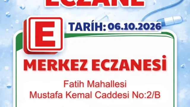 MERKEZ ECZANESİ tabelası, Fatih Mahallesi'ndeki nöbetçi eczane