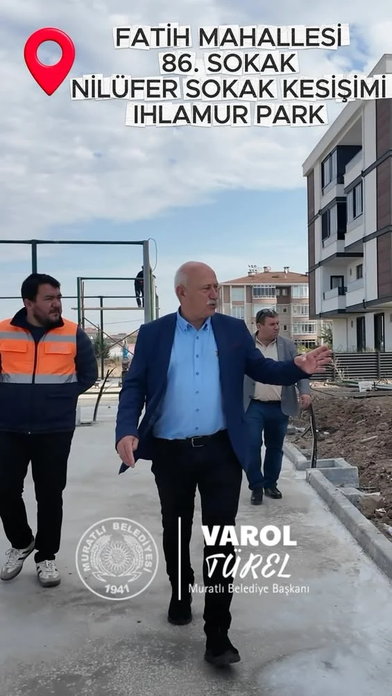 Muratlı Belediye Başkanı Varol Türel, devam eden Muratlı belediye çalışmalarını yerinde inceliyor.