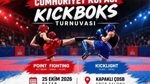 Kapaklı kickboks turnuvası 29 Ekim Cumhuriyet Kupası için Kapaklı ÇOSB Spor Salonu'nda düzenlenen etkinlik