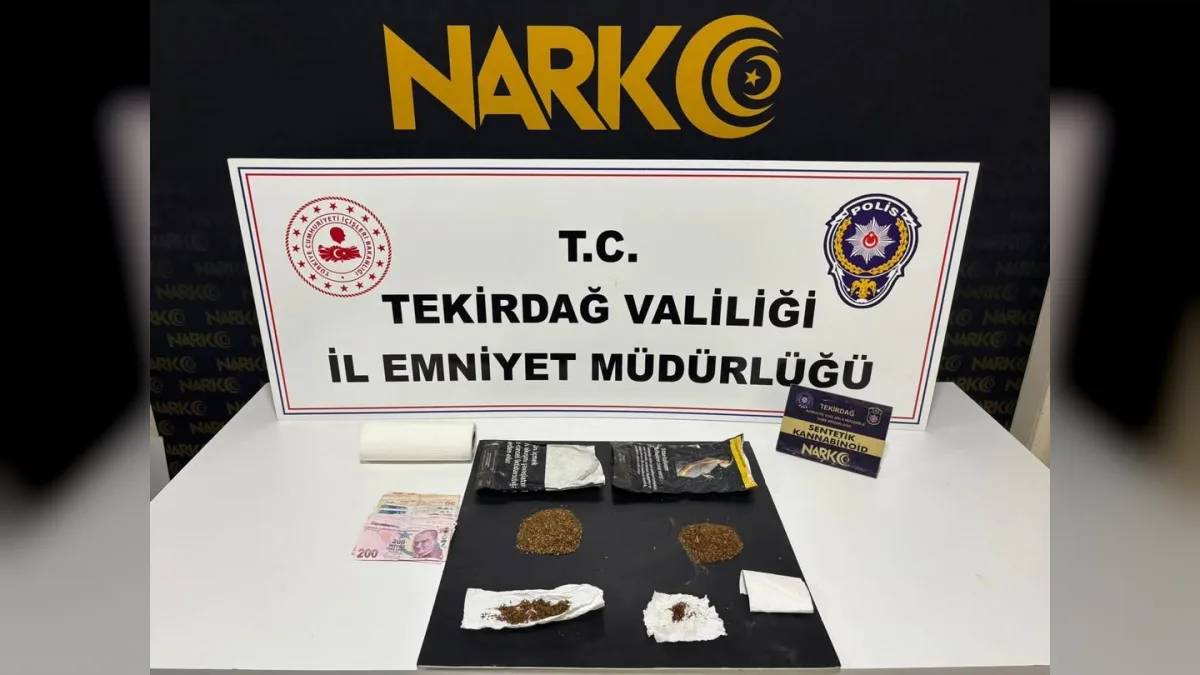 Tekirdağ uyuşturucu operasyonunda ele geçirilen uyuşturucu maddeler ve polis ekipleri