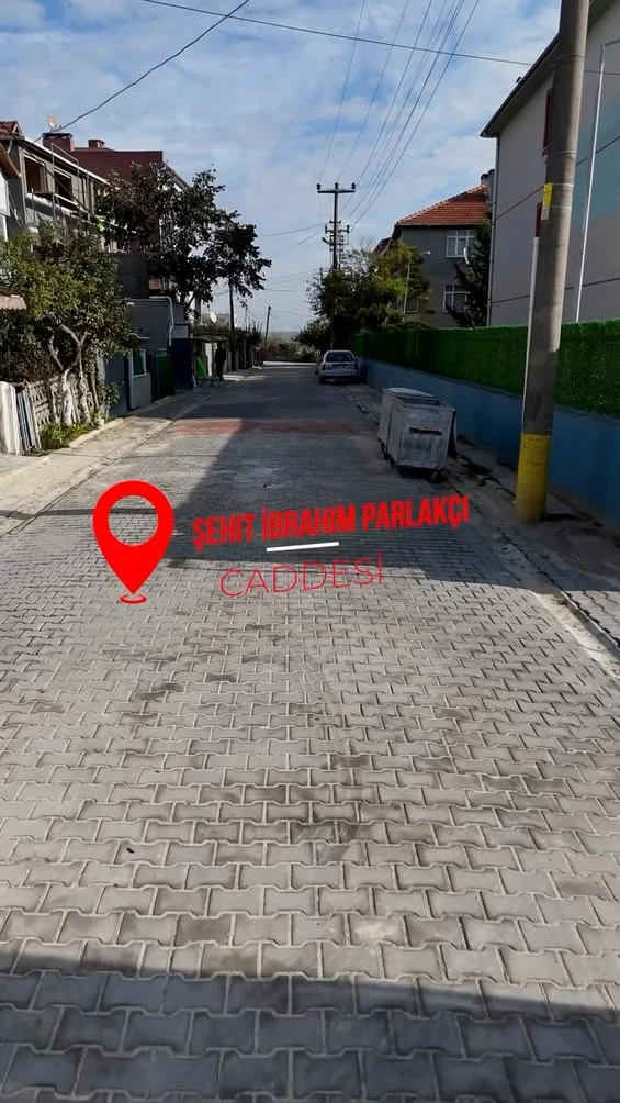 Saray'da parke taşı yol çalışması tamamlanan Yeniköy Şehit İbrahim Parlakçı Caddesi
