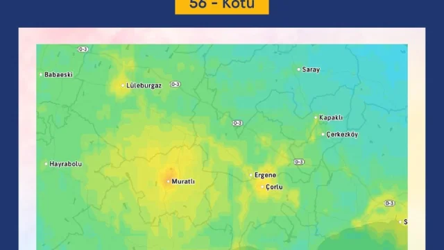 Çorlu'da hava kalitesi 56 seviyesinde, kötü koku ve hava kirliliği görüntüsü