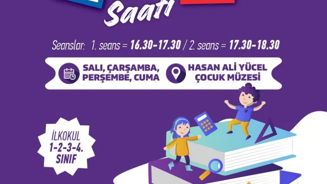 Edirne'de ödev saati etkinliği için Hasan Ali Yücel Çocuk Müzesi'nde ödev yapan ilkokul öğrencileri