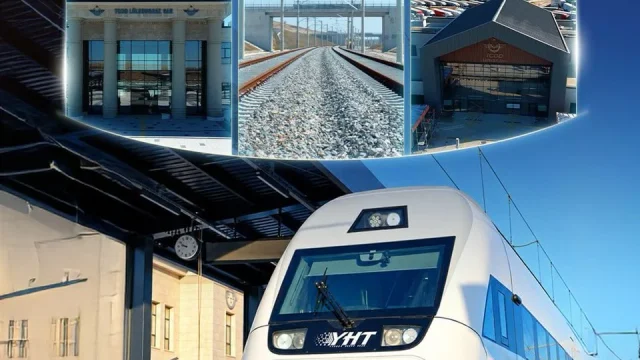 Çerkezköy Kapıkule Hızlı Tren Hattı açılışında hızlı tren ve istasyon kalabalığı