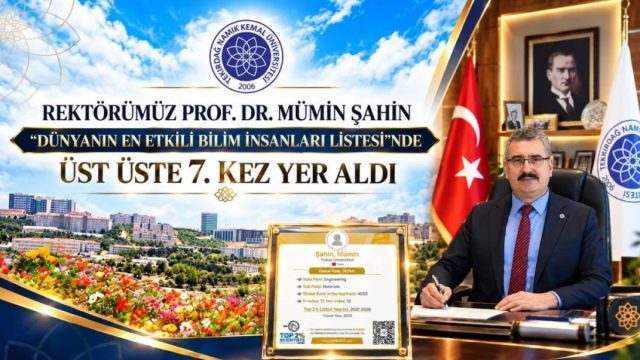 Tekirdağ NKÜ Rektörü Stanford listesinde 7. kez