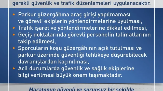 Çorlu Yarı Maratonu'nda trafik düzenlemesi yapan belediye görevlileri