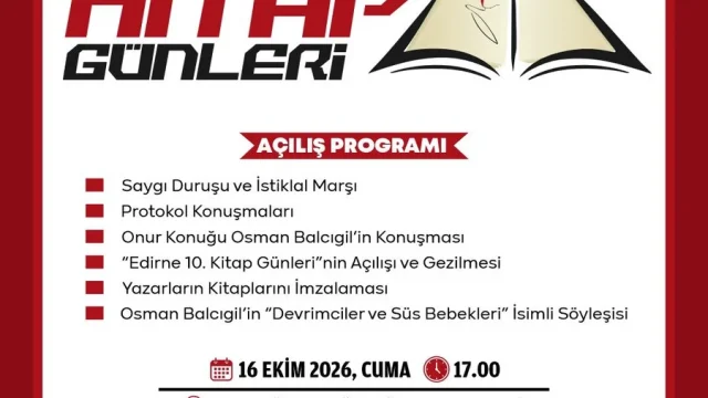 Edirne Kitap Günleri'nde kitapseverlerin ziyaret ettiği stantlar ve Atatürk Kültür Merkezi