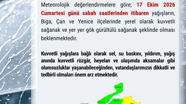 Çanakkale'de sağanak yağış uyarısı: kuvvetli yağmur altında şehir merkezi ve cadde