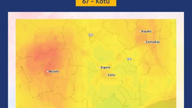 Çorlu'da hava kalitesi kötü seviyede: şehir manzarası ve puslu hava