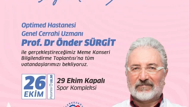 Çerkezköy meme kanseri semineri afişi: 26 Ekim'de 29 Ekim Kapalı Spor Kompleksi'nde erken teşhis vurgusu
