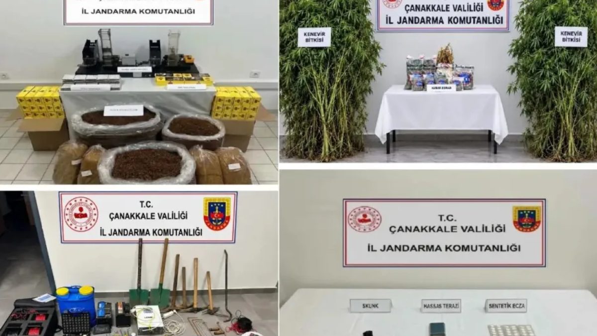 Çanakkale jandarma operasyonunda ele geçirilen Nautilus fosili ve kaçak malzemeler